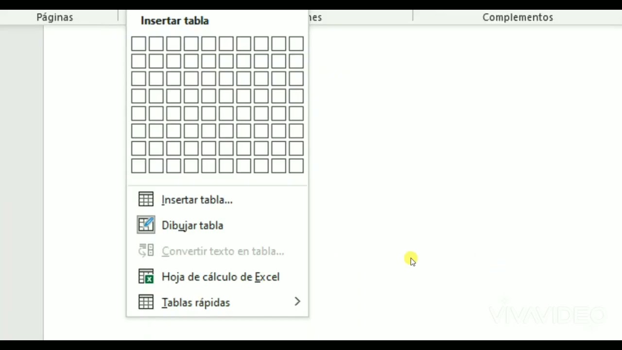 Como insertar tablas en Word