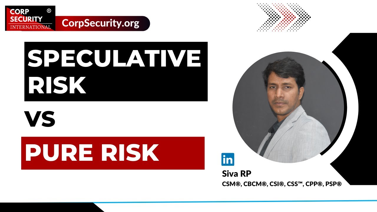 Speculative Risk vs Pure Risk | Siva RP CPP PSP Security & Risk Management Professional