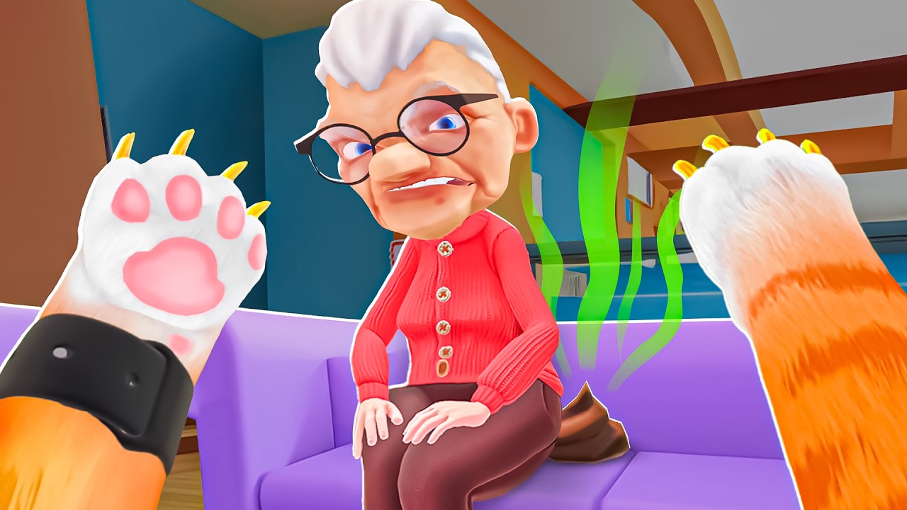 GRANNY POOPED ON THE SOFA! - I Am Cat VR