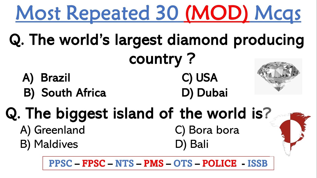 Ministry of Defence: Top 30 Most Repeated (MOD) MCQs from Past Papers || Assistant, SI, AD etc..