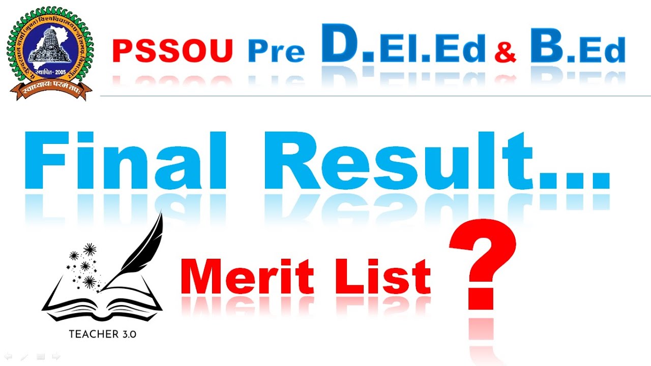 PSSOU pre deled & bed Final Result Out Check Your Final Score || First Merit List ?