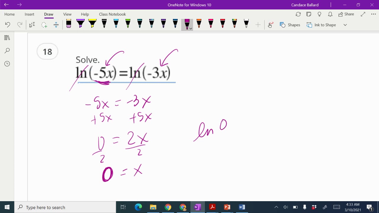 Solving a logarithmic equation with ln on both sides