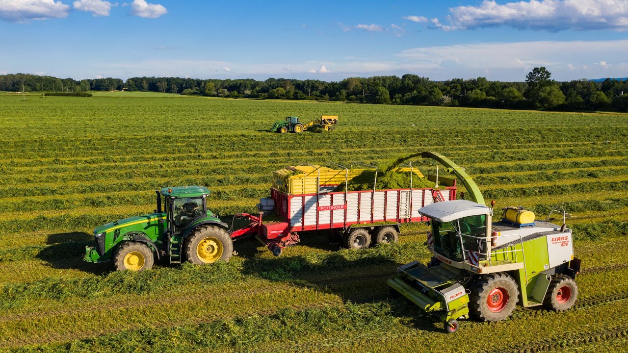 Senáže 2020- John Deere 8285R, 7290R, 6210R & 6125M, Claas Jaguar 860, Roc RT 1000