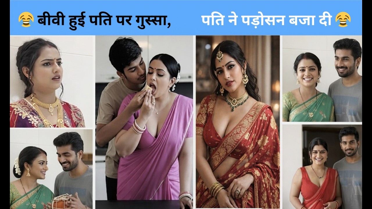 😂बीवी हुई पति पर गुस्सा,पति ने पड़ोसन बजा दी😂Don'tTryLaugh Challenge HillariousMoments#funny#comedy