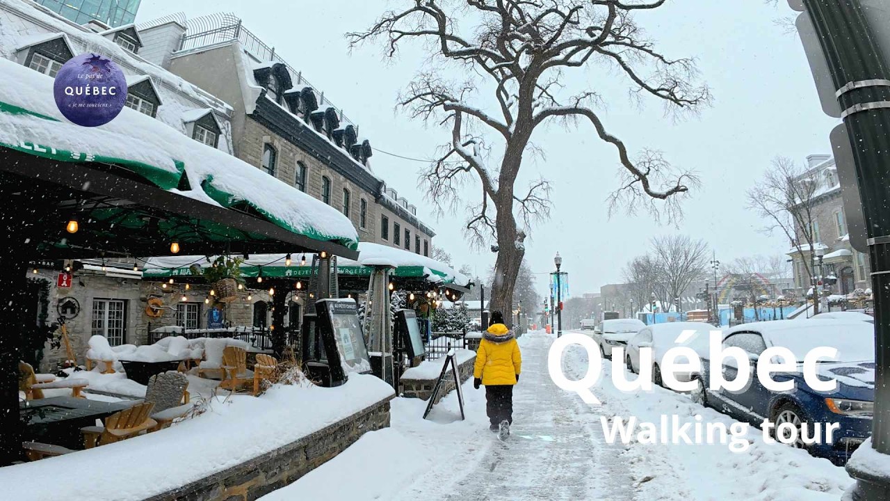 [4K] 🇨🇦  Snow storm ❄ | Rue Saint-Jean | Carnaval de Québec preparation ❄ | Walking Tour Winter 2025