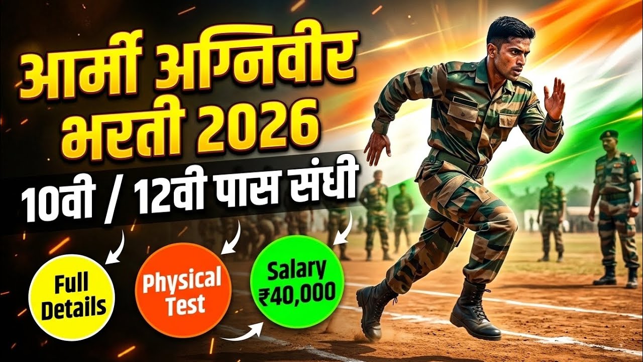 Indian Army Agniveer Bharti 2026 | 10वी/12वी पास भरती 🔥 Full Details, Physical Test, Salary Marathi