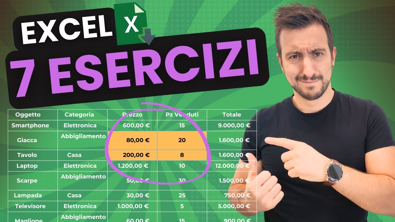 7 Esercizi Excel (Somma, Somma se, Conta Se) [Corso Excel]