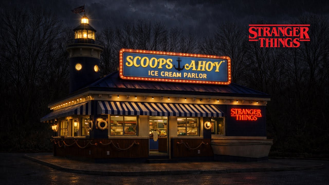 Midnight at Scoops Ahoy | Stranger Things Atmosphere | Rainy Night Ambience | Soundtrack