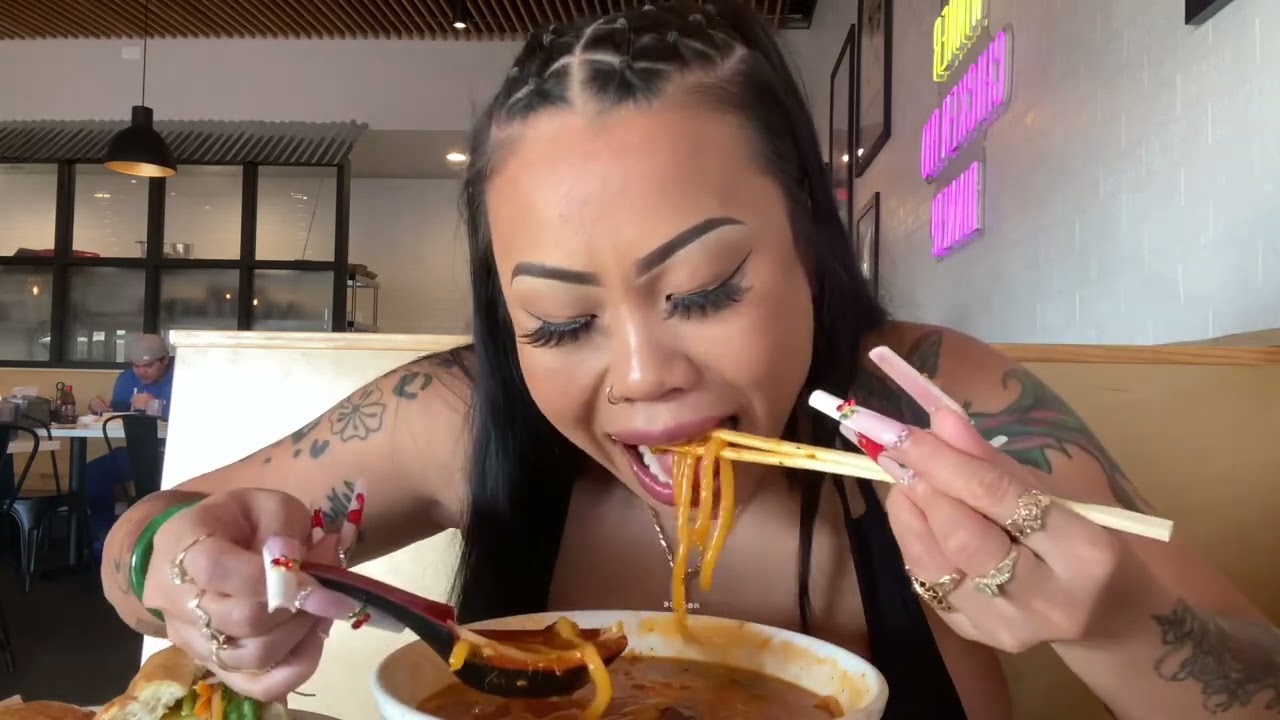 Eating Banh Canh and Banh Mi