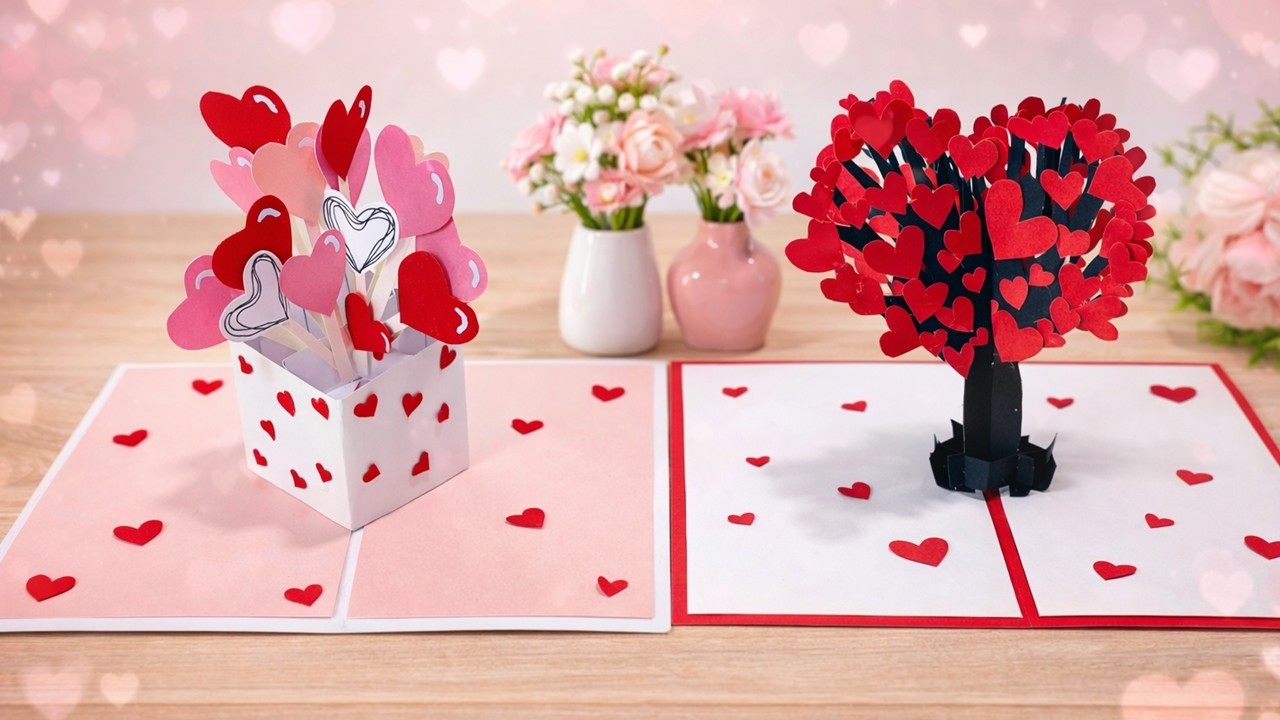 2 Easy DIY Valentine Pop Up Cards ❤️ | Beautiful 3D Heart Cards | DG Handmade