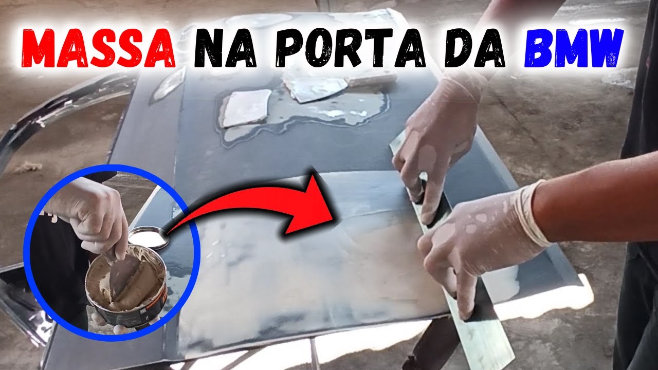 PINTURA DA BMW EP-01 / Aplicação de massa na REGUA e lixando a porta e deixar pronto pro PRIMER PU