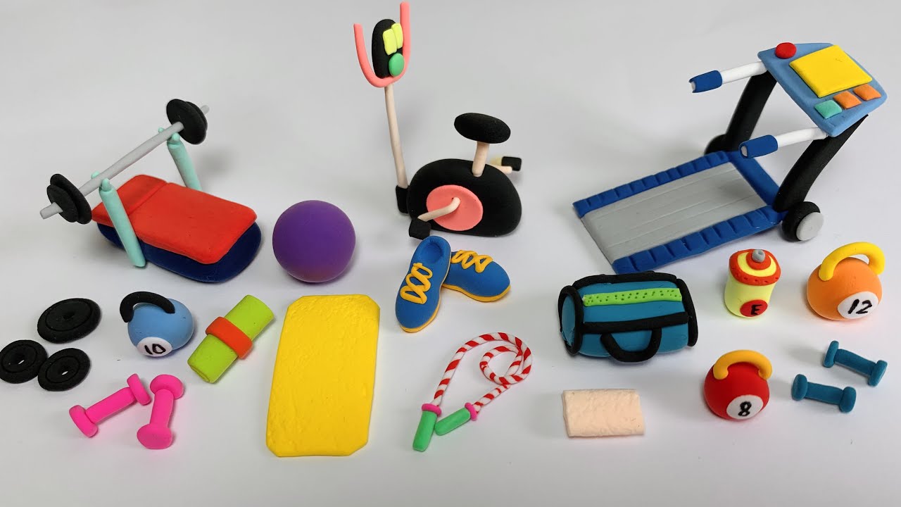 DIY Miniature Excercise Equipment| How To Make Polymer Clay Miniature Gym Equipment| Fitness Tools