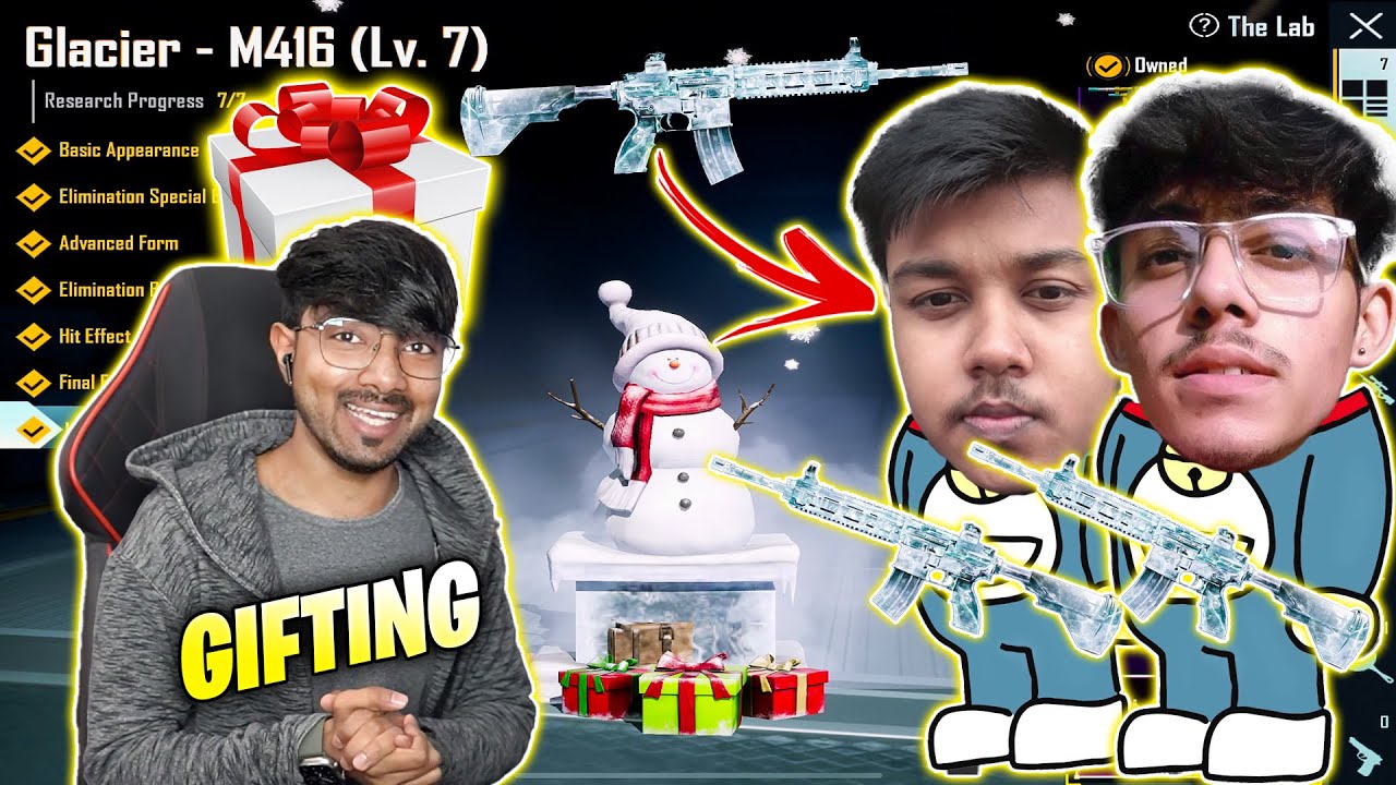 🔥 NEW YEAR SPECIAL - GIFTING MY TEAMMATES VICKY & SPIDER MAX M416 GLACIER CRATE OPENING IN BGMI