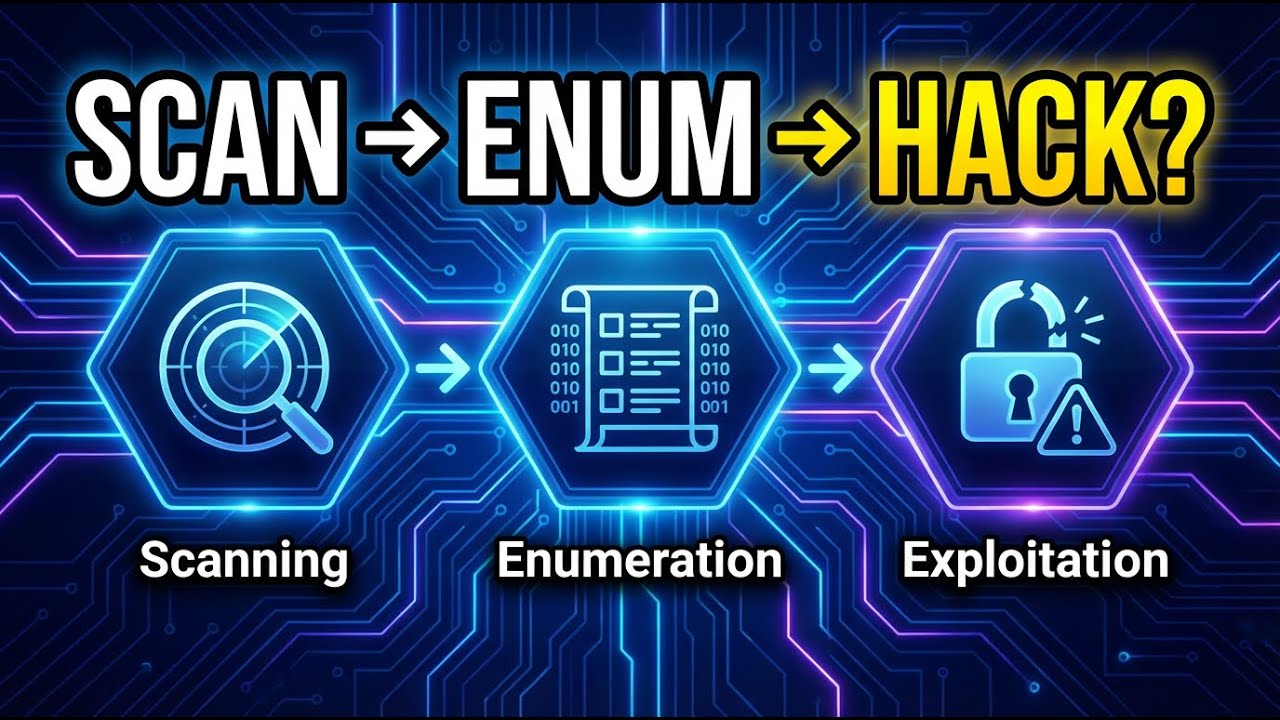 Scanning vs Enumeration vs Exploitation – Hacking Phases Explained Simply