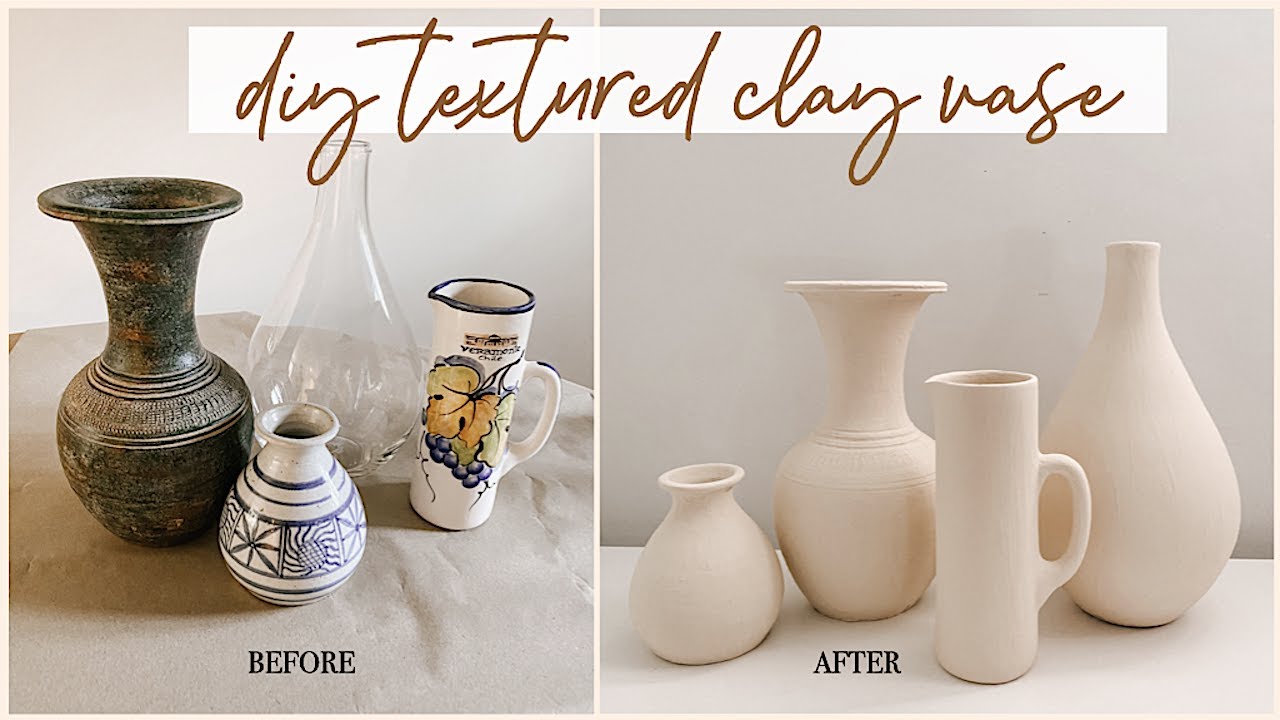 DIY Textured Clay Vase (EASY Thrift Flip)