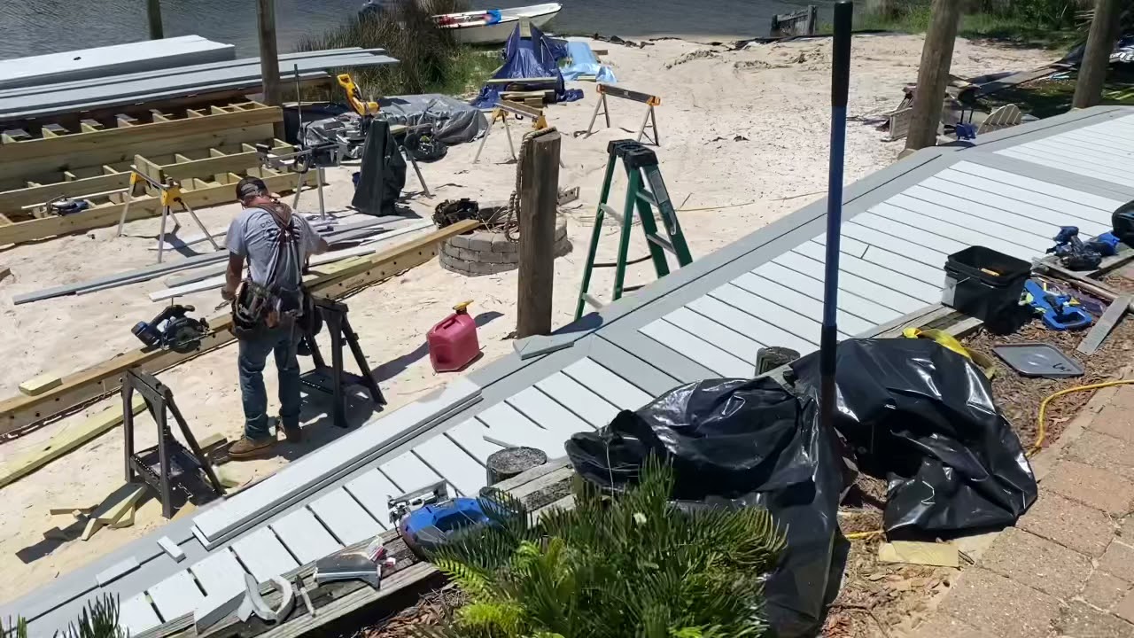 CUSTOM synthetic DOCK decking installation