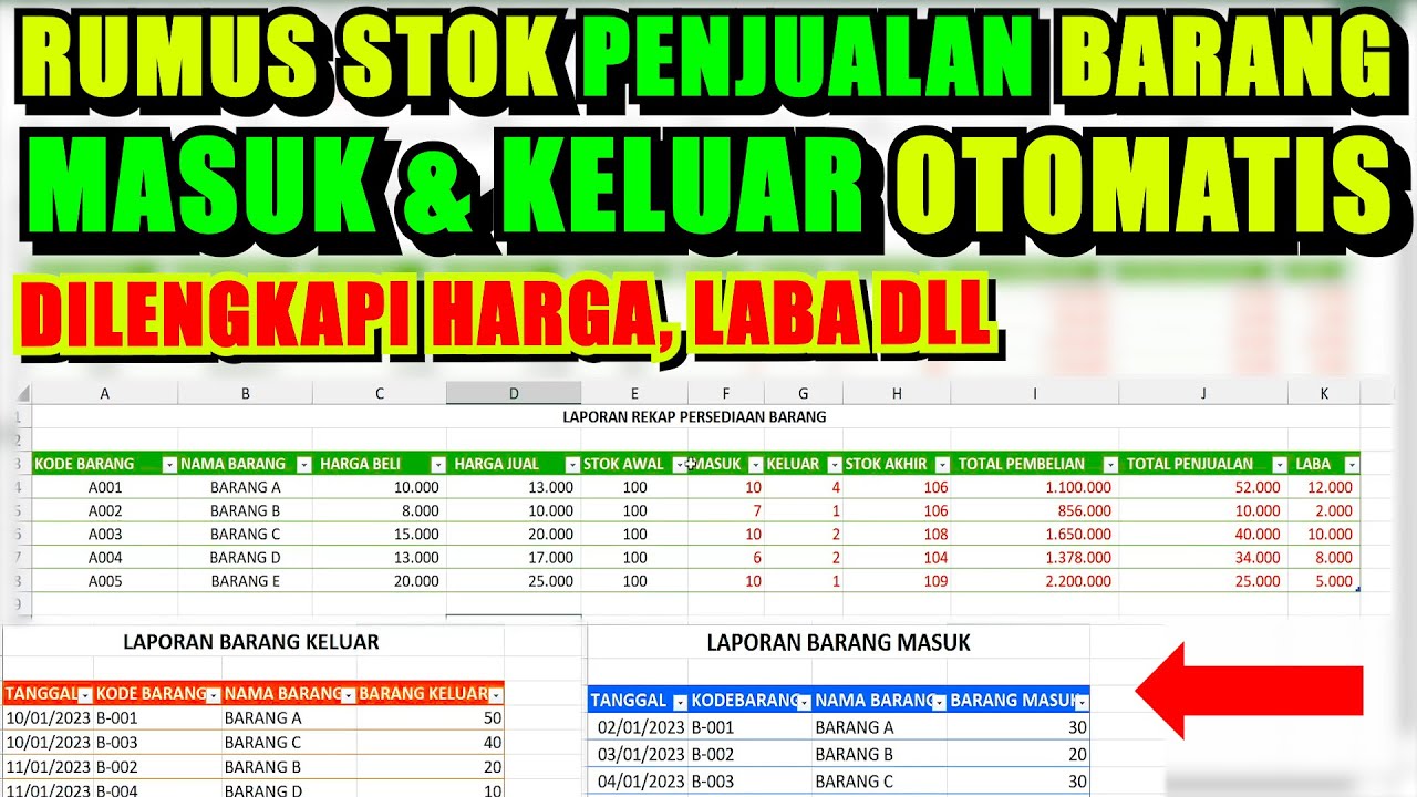 Cara Membuat Rumus Penjualan Stok Barang Masuk dan Keluar Otomatis di Excel