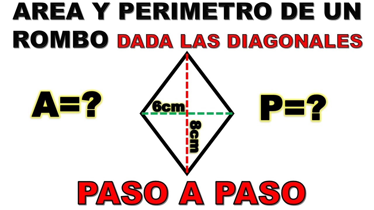 COMO HALLAR EL AREA Y PERIMETRO DE UN ROMBO CON LAS DIAGONALES