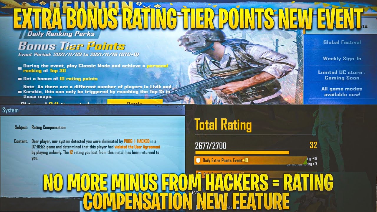 Extra Rating Points New Event | Rating Compensation New Feature In Pubg | Bonus Tier Points Event