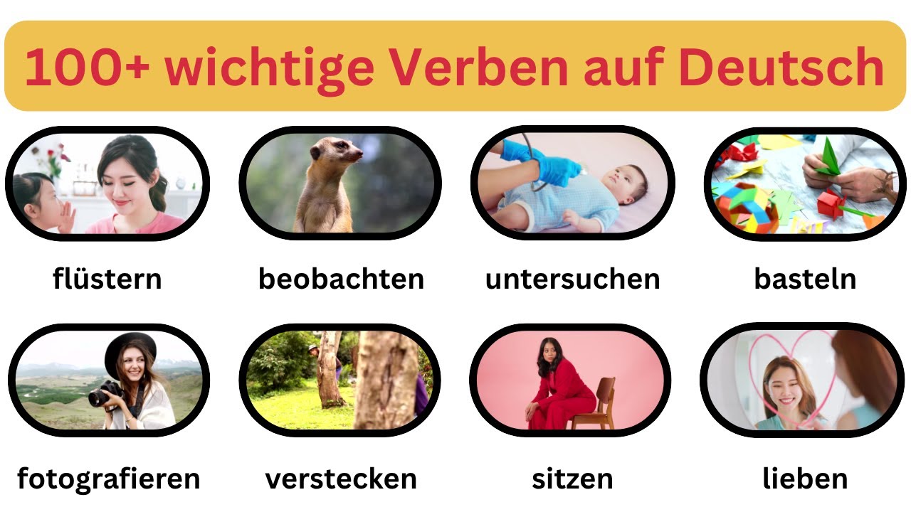 Deutsch lernen | Deutsch Verben lernen 🎧 100 wichtige Verben mit Bild und Ton | Schnell merken!