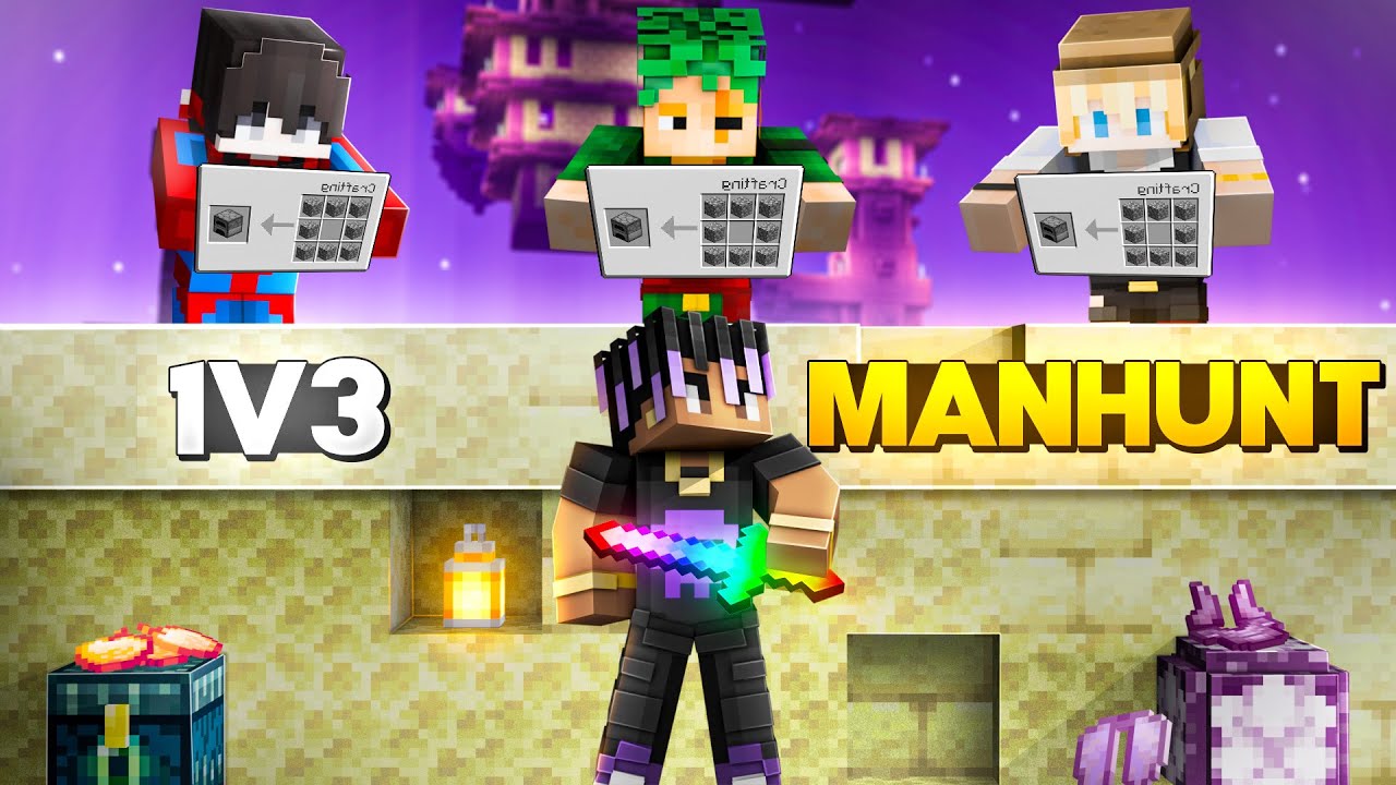 MINECRAFT MANHUNT BUT HUNTERS CRAFTING GIVE ME OP ITEMS 😱