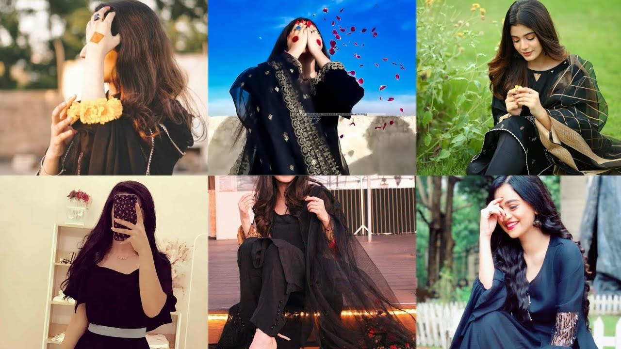 black colour😧🤭 dress|| in girls poses in hidden face pics dpz||@Picsdpz14