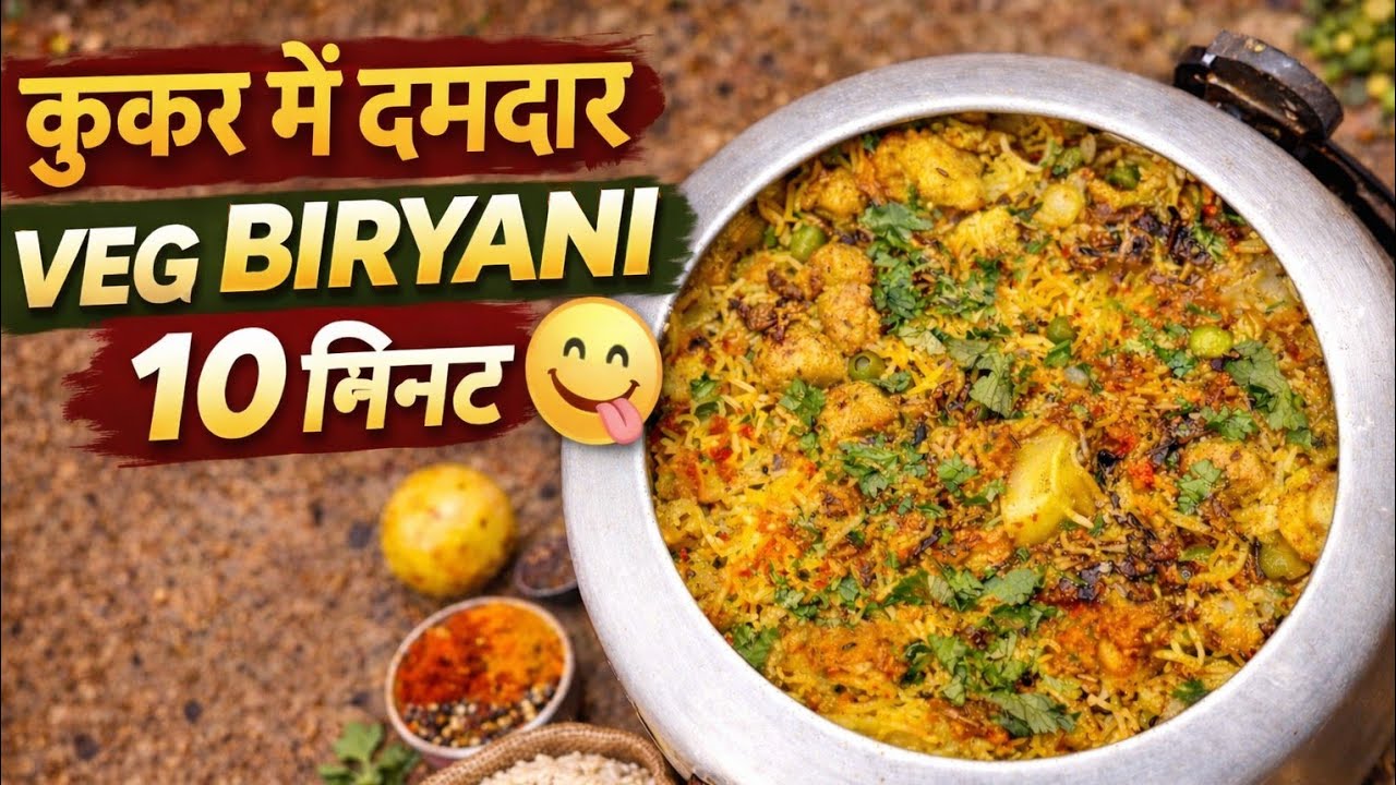 कुकर में आसान वेज बिरयानी | 10 मिनट में झटपट Veg Biryani Recipe