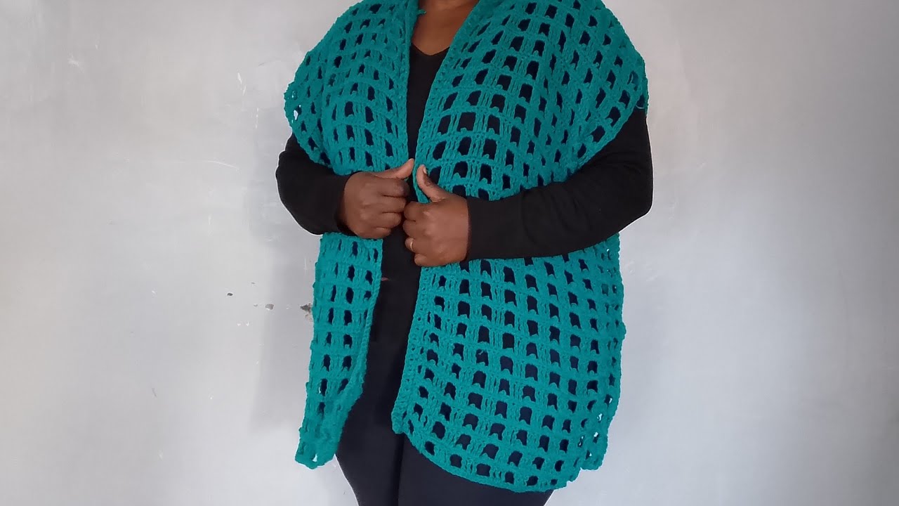 How to crochet simple easy cardigan/kimono cover-up/ duster cardigan #plus 