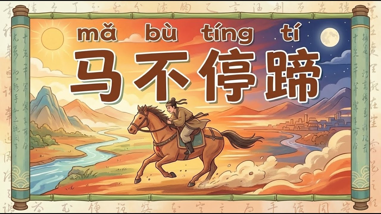 马不停蹄 (mǎ bù tíng tí) | 每天成语