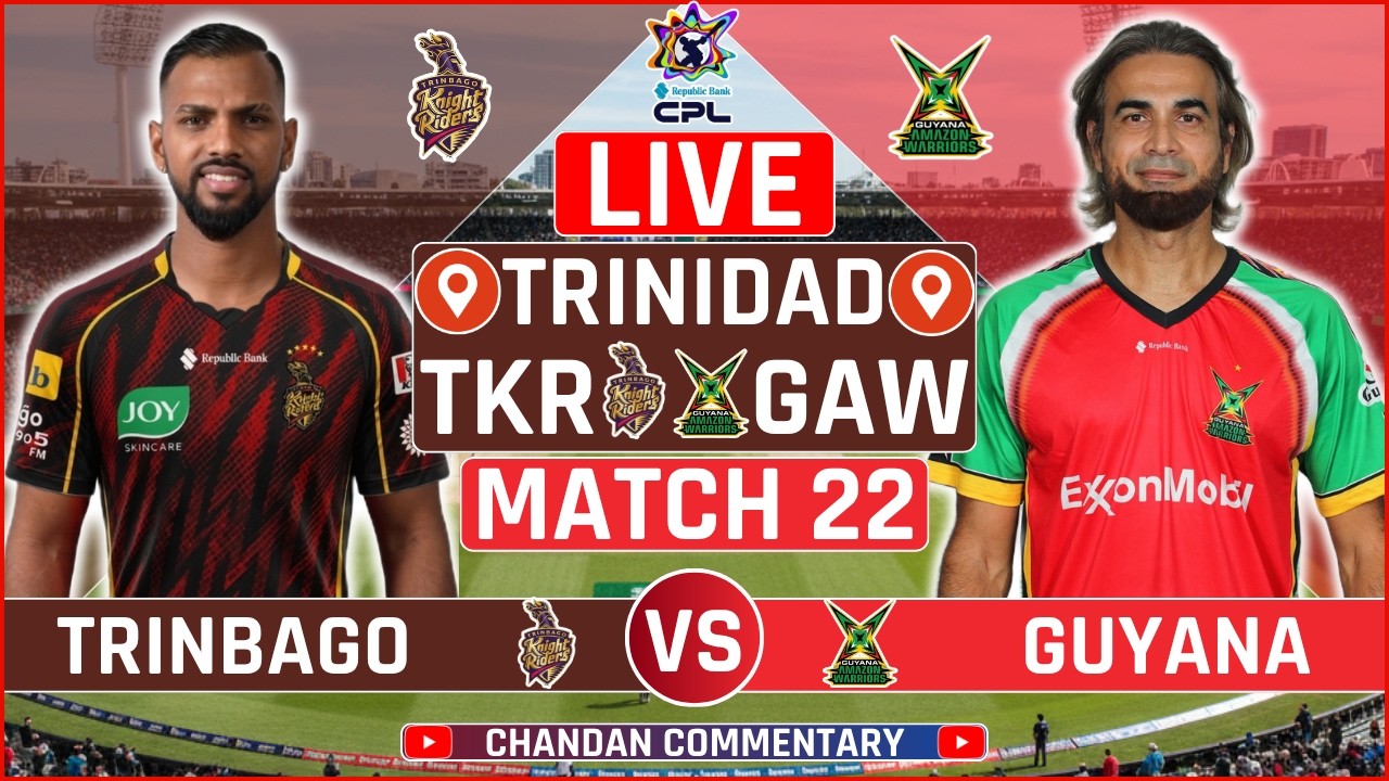 Trinbago Knight Riders vs Guyana Amazon Warriors Live Score | TKR vs GAW Live Audio Commentary