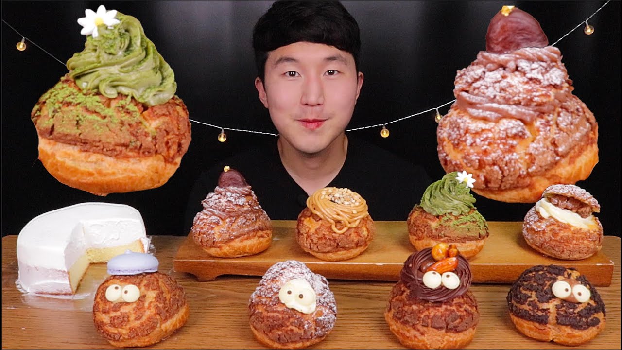 [SUB]어서오슈~ 몽블랑 슈, 녹차 슈, 얼그레이 슈,애플크림 슈 먹방😆(Montblanc, Green Tea, Earl Gray, Apple Cream Shoe)#MUKBANG