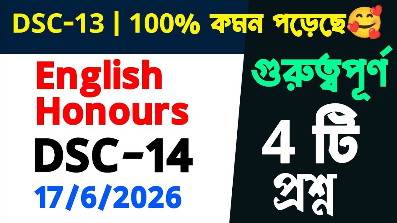 6th Semester English Honours DSC-14 Last Minutes Suggestion 2026 | Calcutta University