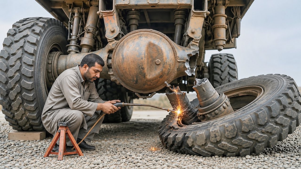     Overloaded Pakistani Truck Rear Axle Tube Completely Broken | Amazing Repair Skills!