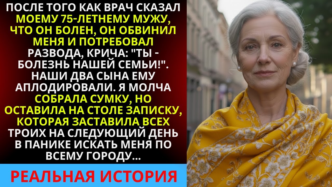 Муж обвинил меня в своей болезни и выгнал из дома, а наши сыновья аплодировали. Но оставила записку…