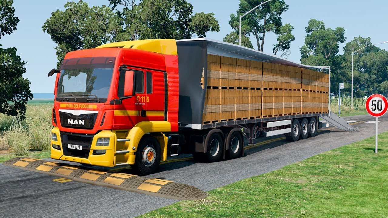 Trucks vs Speed Bumps SPECIAL #91 | BeamNG Drive - Long Video | TrucksVs