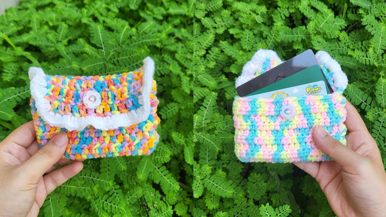 ♡ Colorful Card Holder / Mini Wallet Crochet Tutorial ♡ | Dompet Kartu Rajut