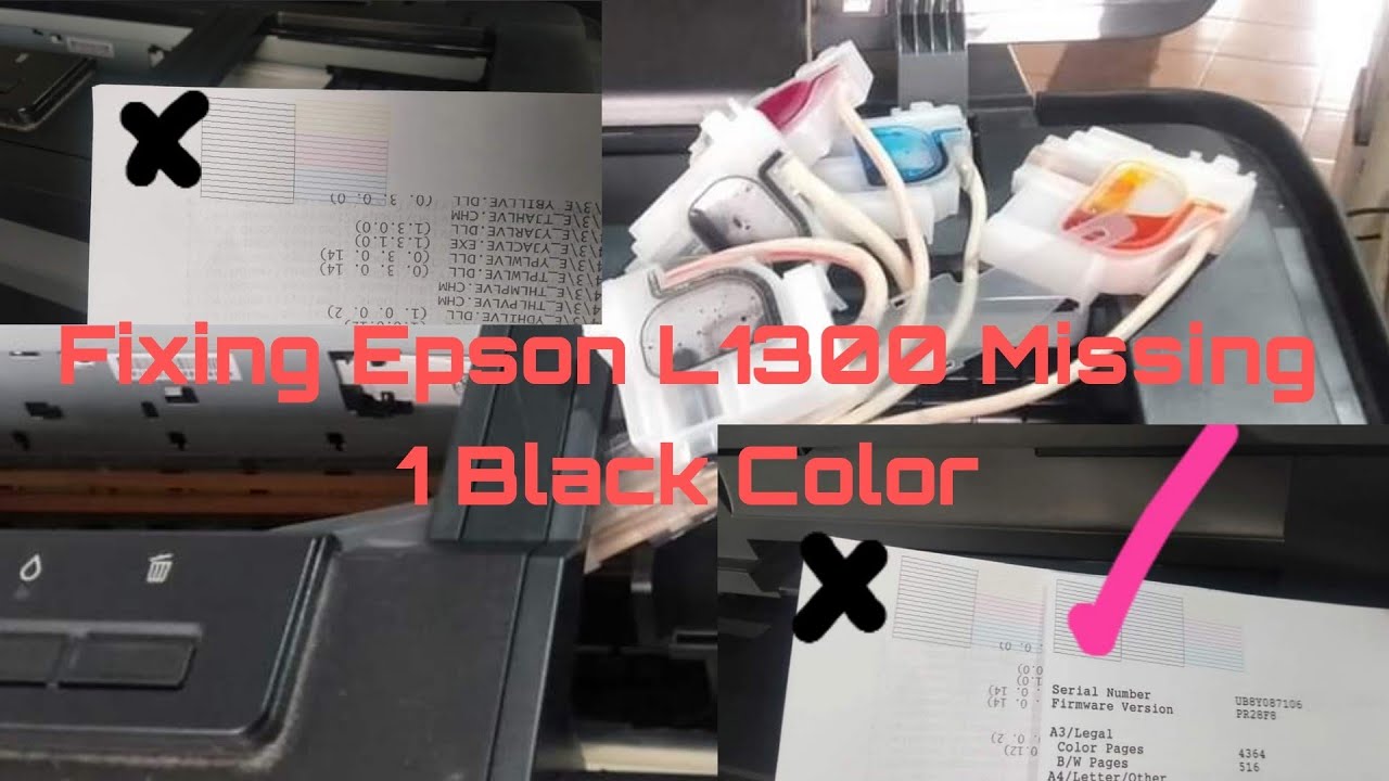 How to Fix Epson L1300 Printhead Missing Black Color ll Epson L1300 Declogging Printhead Suction