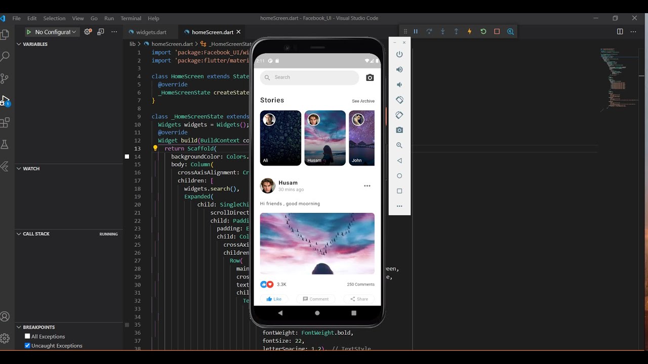 Flutter UI - Facebook  - Speed Code