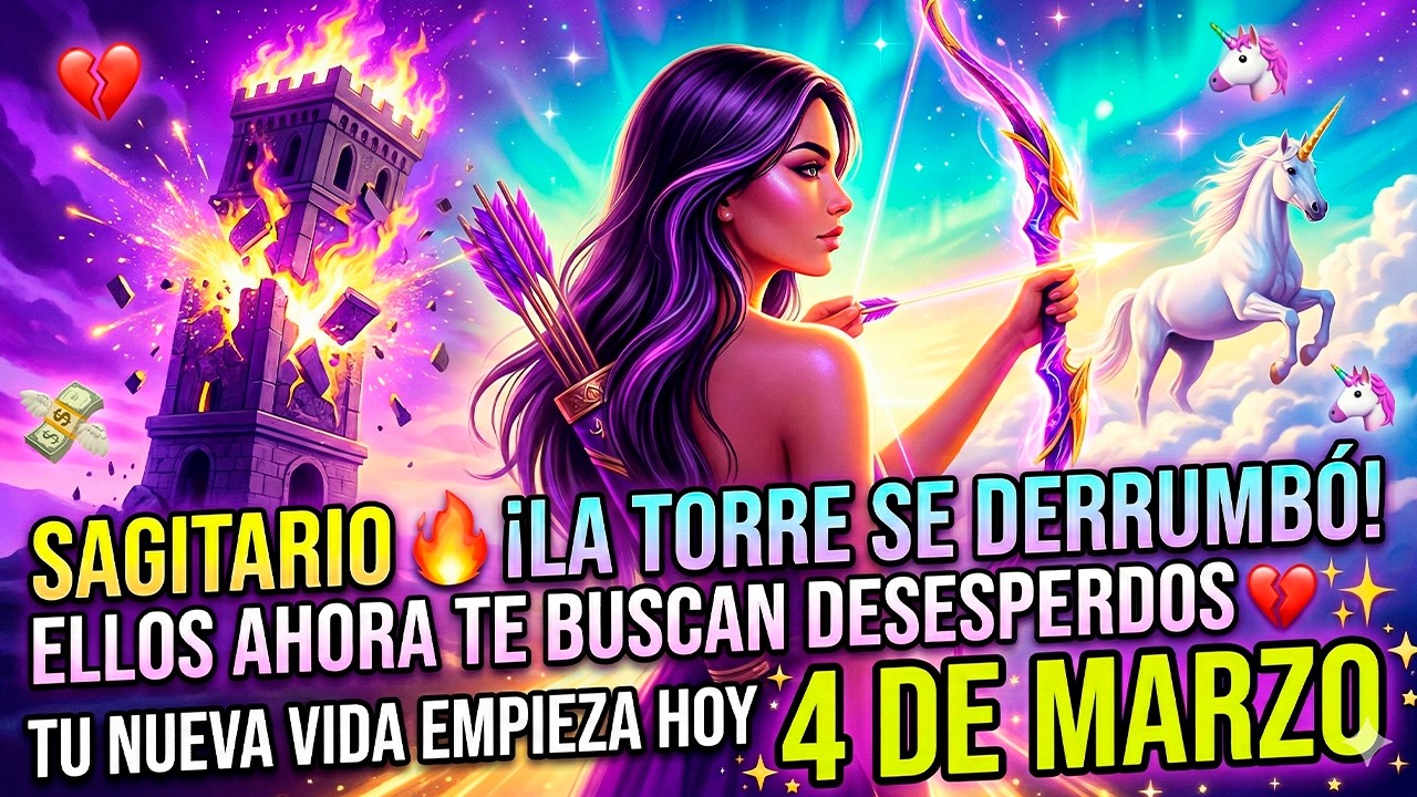SAGITARIO 🔥✨ 4 DE MARZO 💰🦄 ¡LA TORRE SE DERRUMBÓ! ELLOS AHORA TE BUSCAN DESESPERADOS 💔
