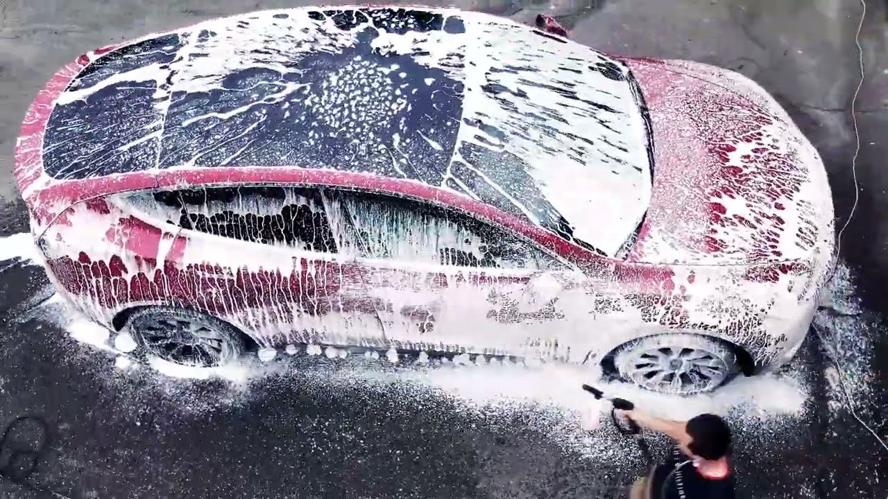 Foam Bath Touch-less wash on a Tesla Model Y