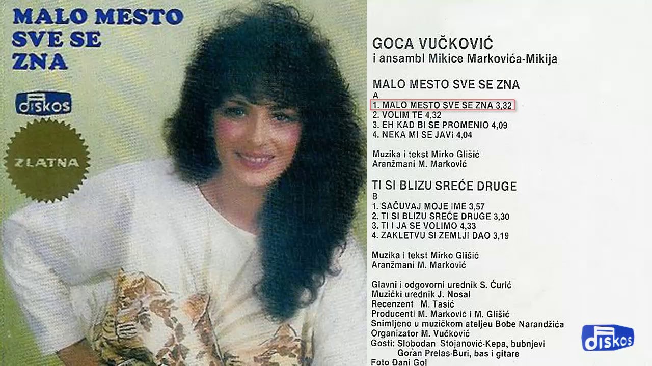 Goca Vuckovic - Malo mesto sve se zna - (Audio 1988)