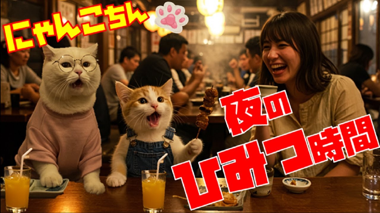 にゃんこちん夜のひみつタイム🍹何が起きる！？