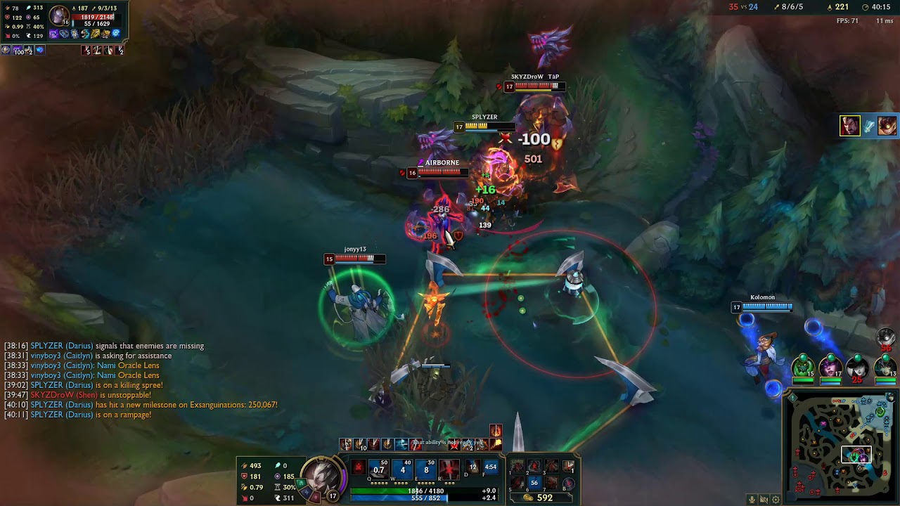 Darius 1v5 Pentakill.