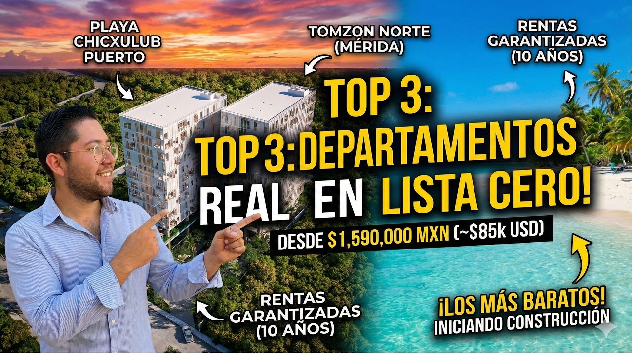 🔥 TOP 3 Departamentos MÁS BARATOS en Mérida y Playa 2026 | Desde $1,590,000 MXN 💰