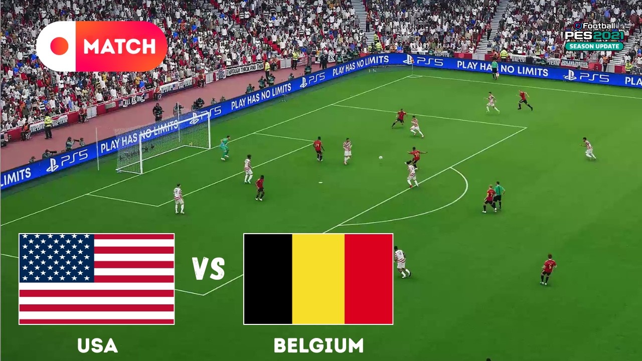 UNITED STATES vs BELGIUM | World Cup 2026 Match Simulation | eFootball PES 21 Gameplay