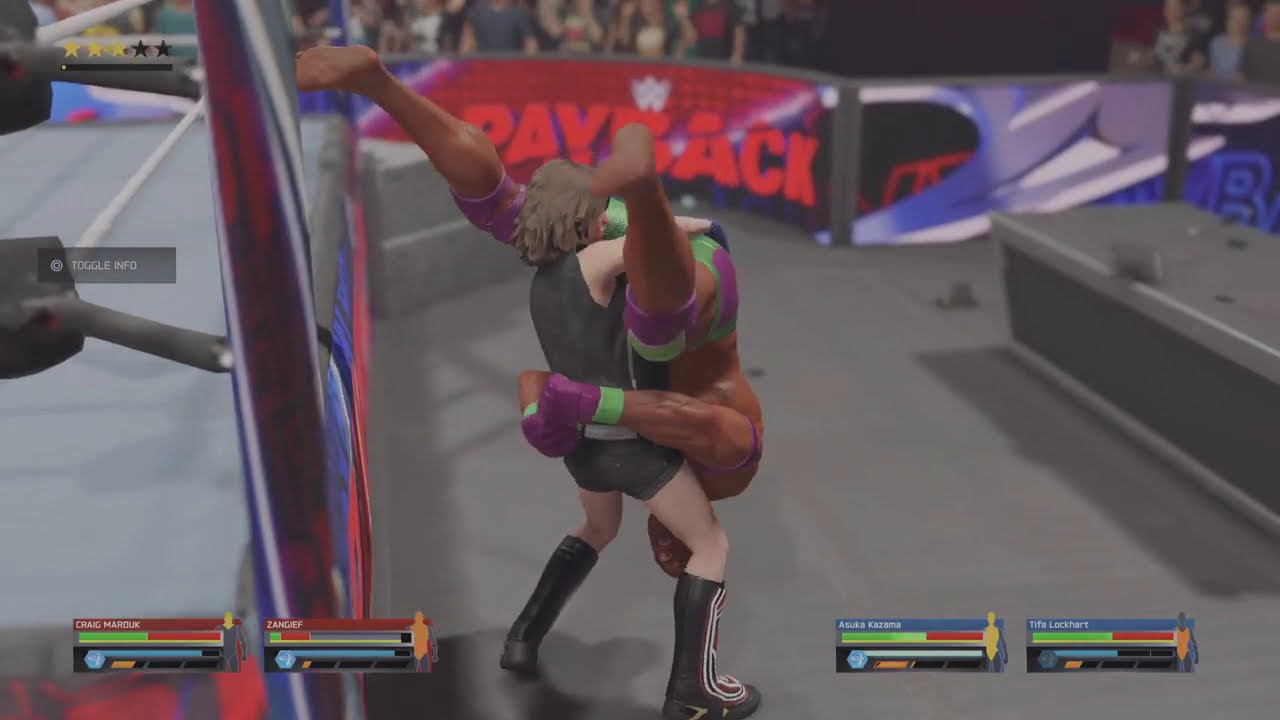 Asuka and Tifa v Giants (Tornado Tag)