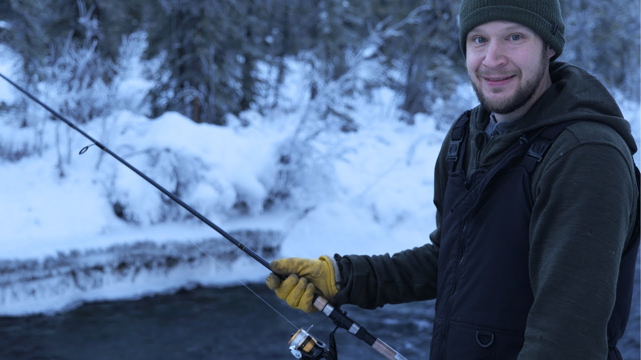 -30°F Camping & Fishing on a Creek That Never Freezes | Alaskan Winter