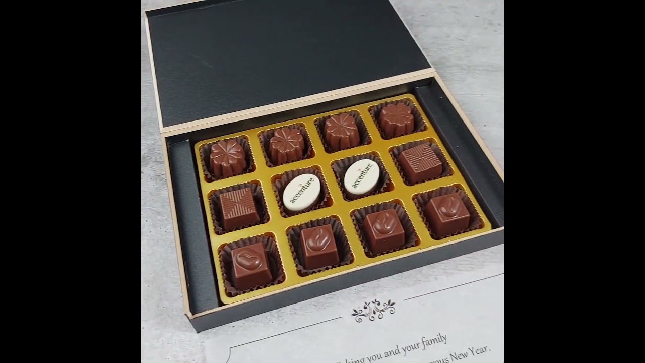 Corporate Diwali Gift | 12‑Piece Chocolate Box | Middle 2 Logo‑Printed Chocolates – ChocoCraft