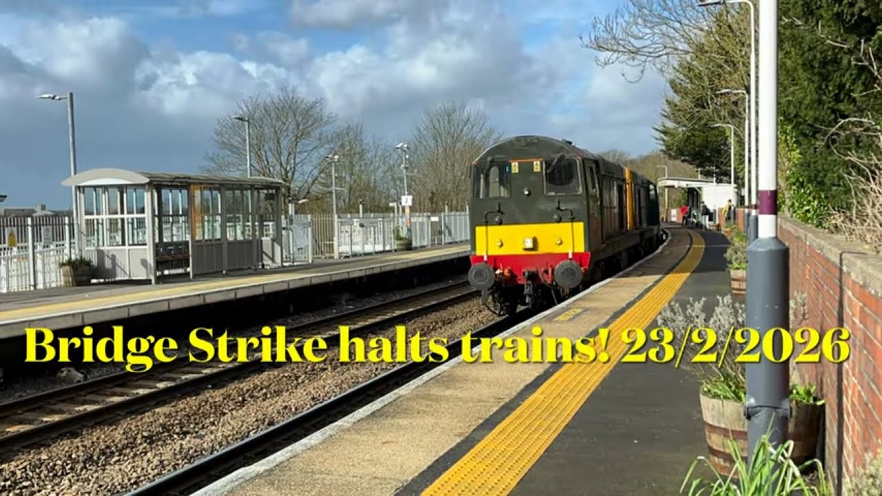 Bridge strike Monday 11;40 AM at Lea Road causes travel chaos, holding a class 158 & class 20's