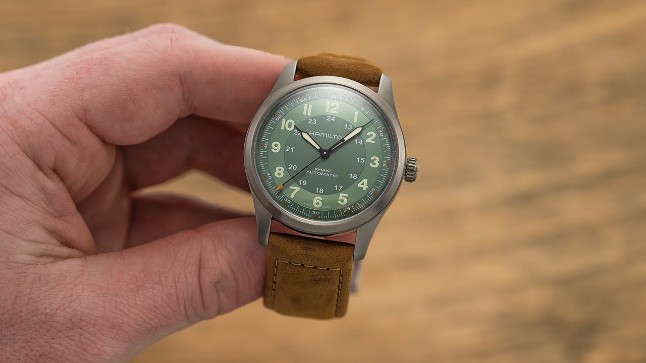 Носимые титановые полевые часы Hamilton с ярким цветом — Khaki Field Auto Titanium 38 мм